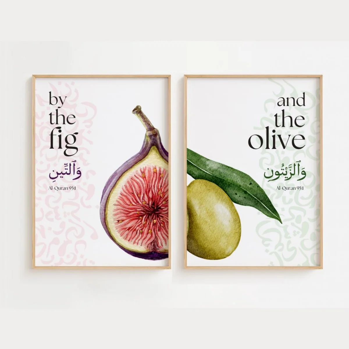Plakat figi i oliwki - botaniczna grafika do sypialni Biały