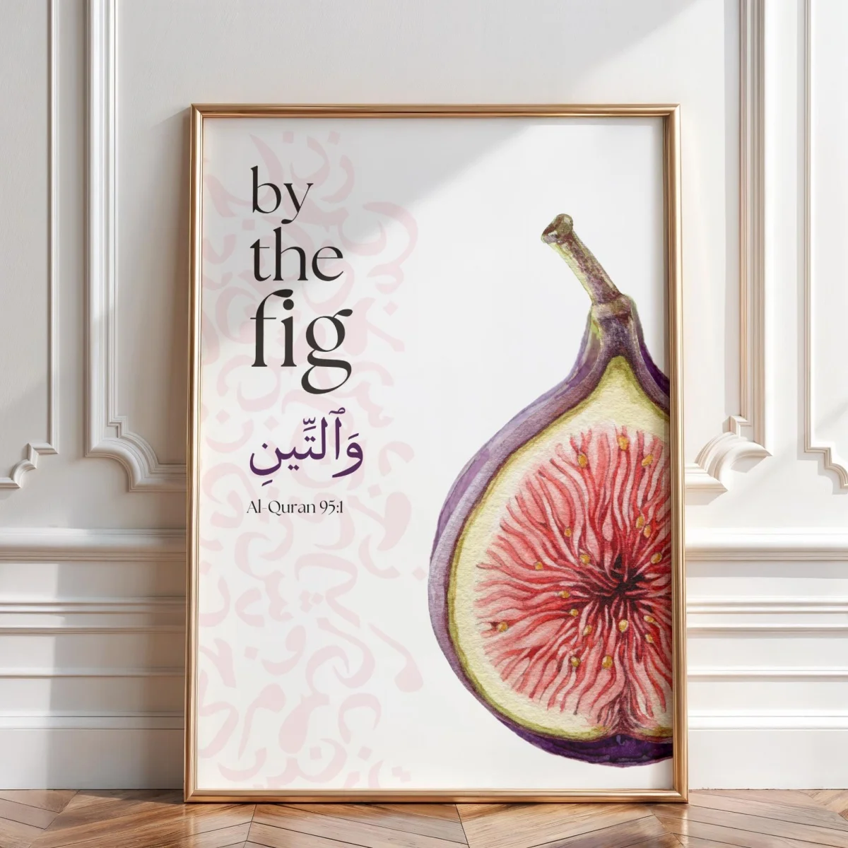 Plakat figi i oliwki - botaniczna grafika do sypialni żółty