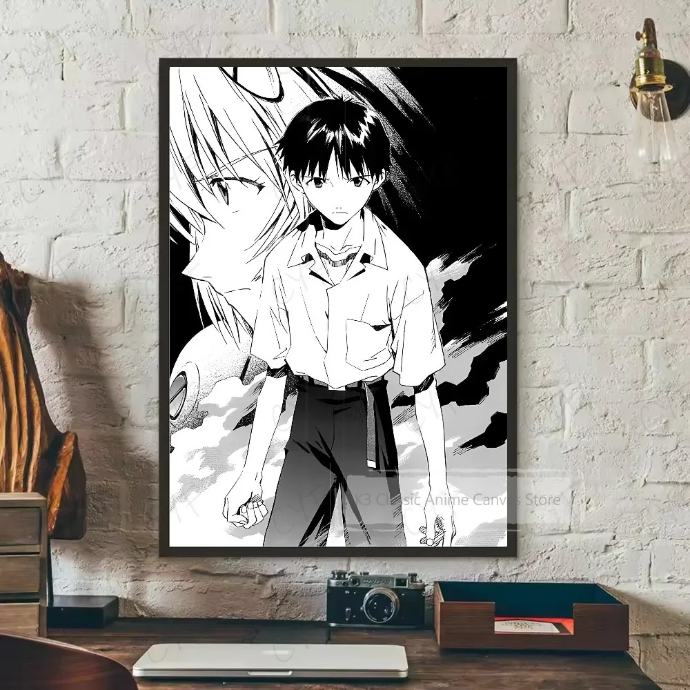 Plakat filmowy anime czarno-biały Biały
