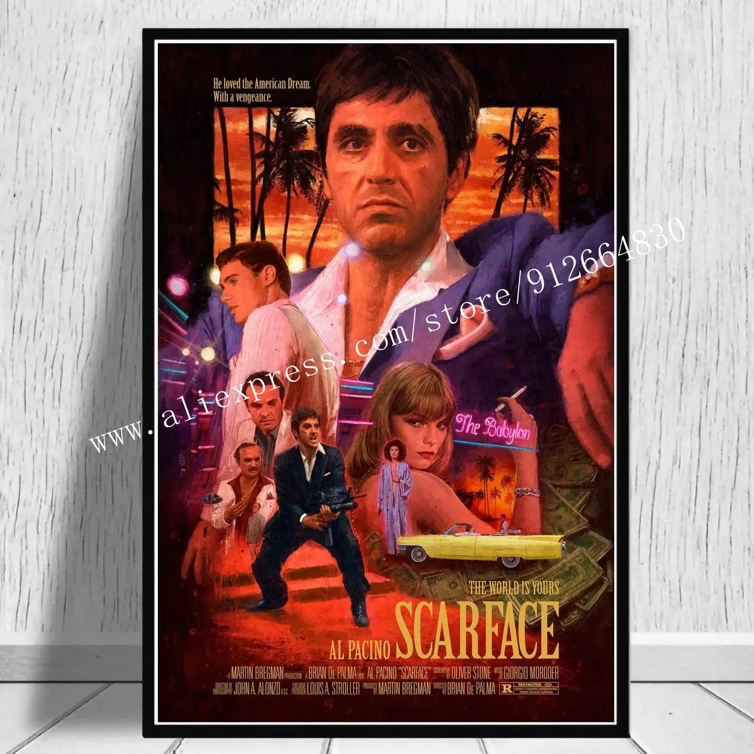 Scarface - plakat filmowy gangsterski Biały