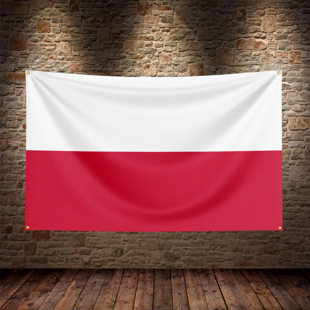 Plakat flaga Polski Niebiesko biały paska