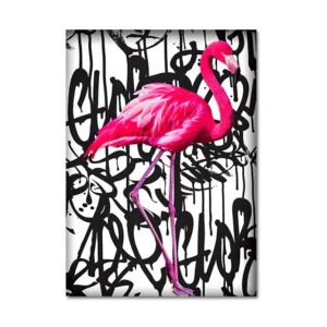 Plakat różowy flaming w stylu graffiti Biały