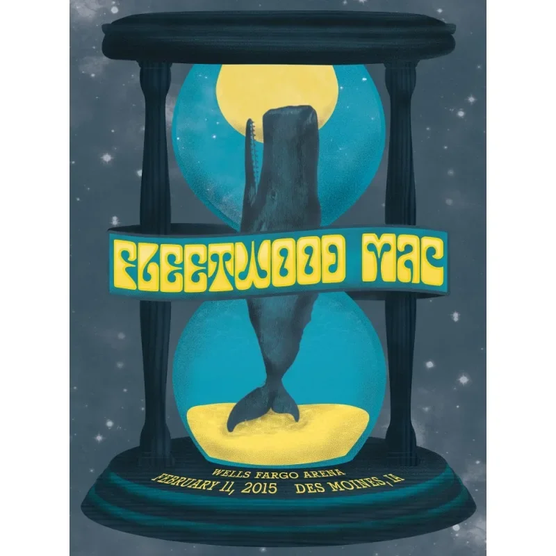 Plakat Fleetwood Mac retro muzyczny Ciemny szary