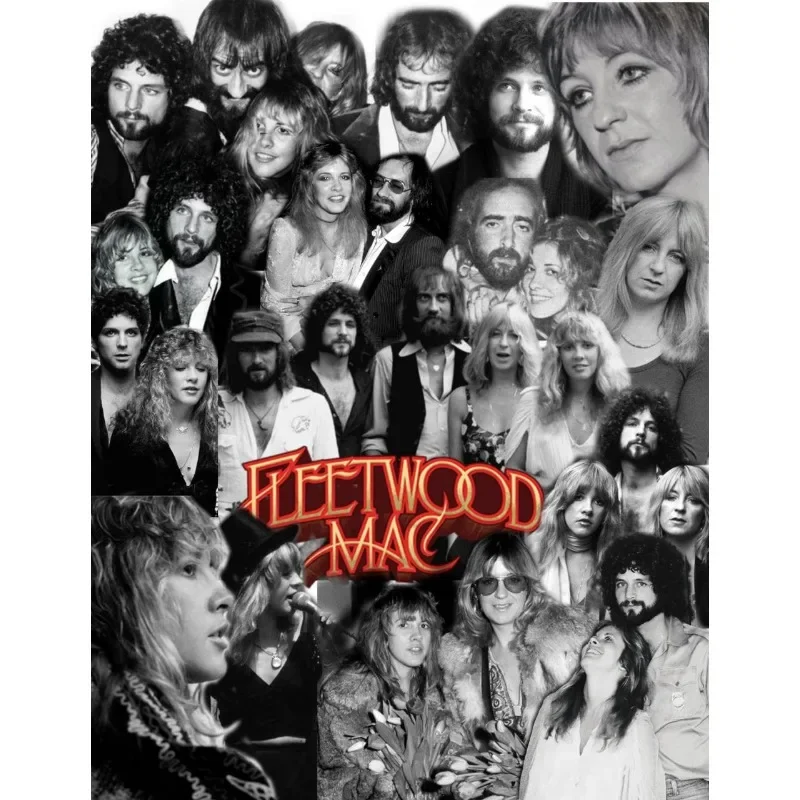 Plakat Fleetwood Mac retro muzyczny Jasnoszary