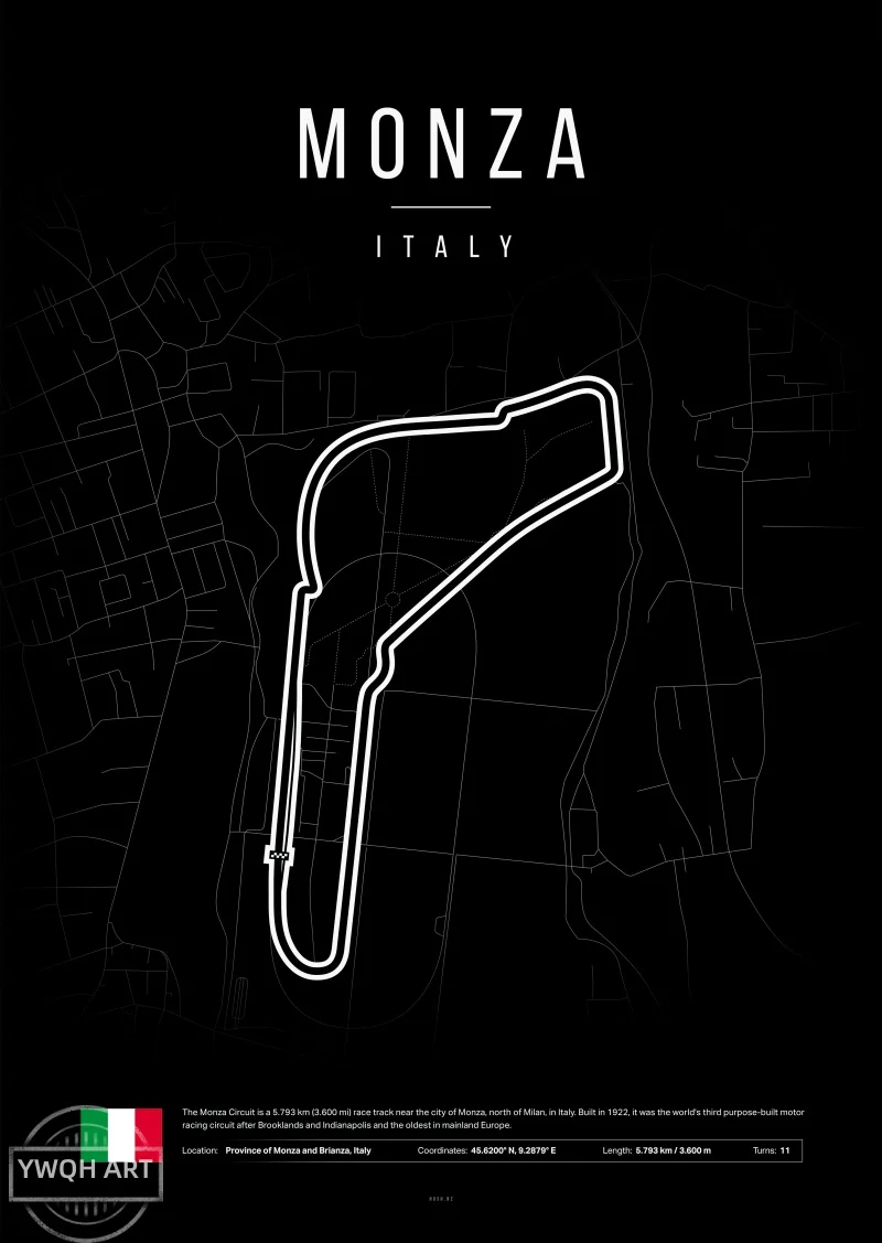 Plakat Formula 1 - czarno-bialy tor wyscigowy Brązowy