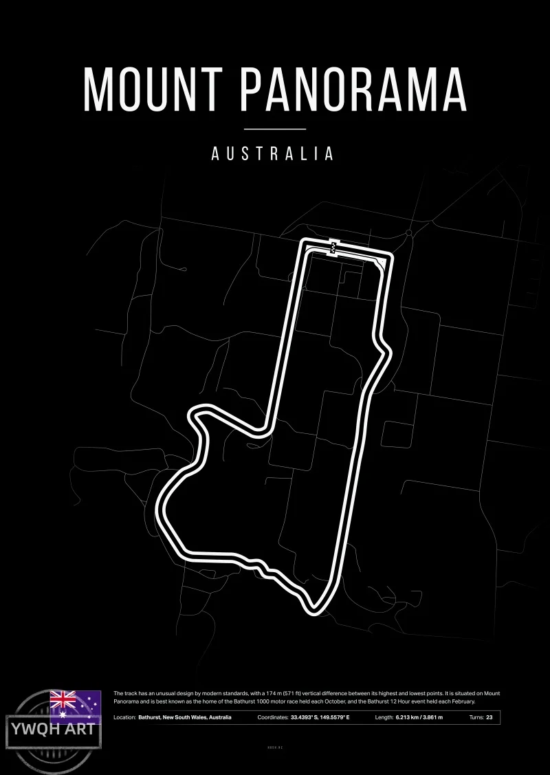 Plakat Formula 1 - czarno-bialy tor wyscigowy Ciemny szary