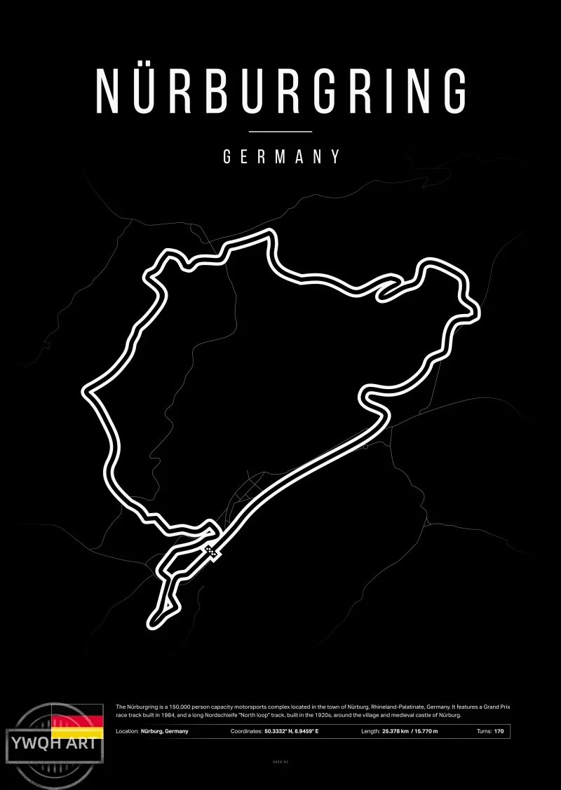 Plakat Formula 1 - czarno-bialy tor wyscigowy śliwka