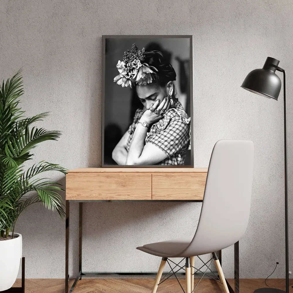 Plakat Frida Kahlo - portret czarno-biały Wzór 3