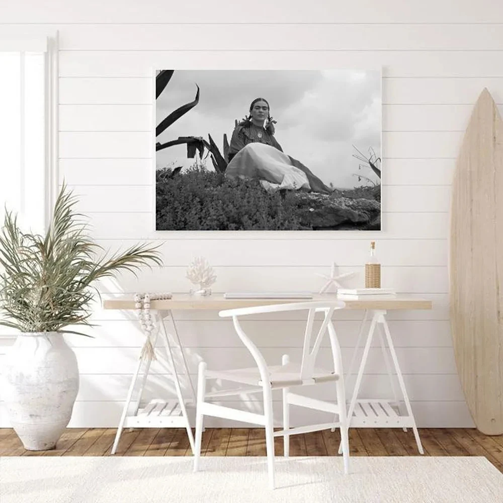 Plakat Frida Kahlo - portret czarno-biały Wzór 4