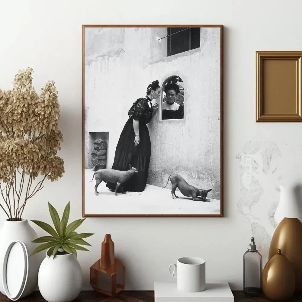 Plakat Frida Kahlo - portret czarno-biały Wzór 6