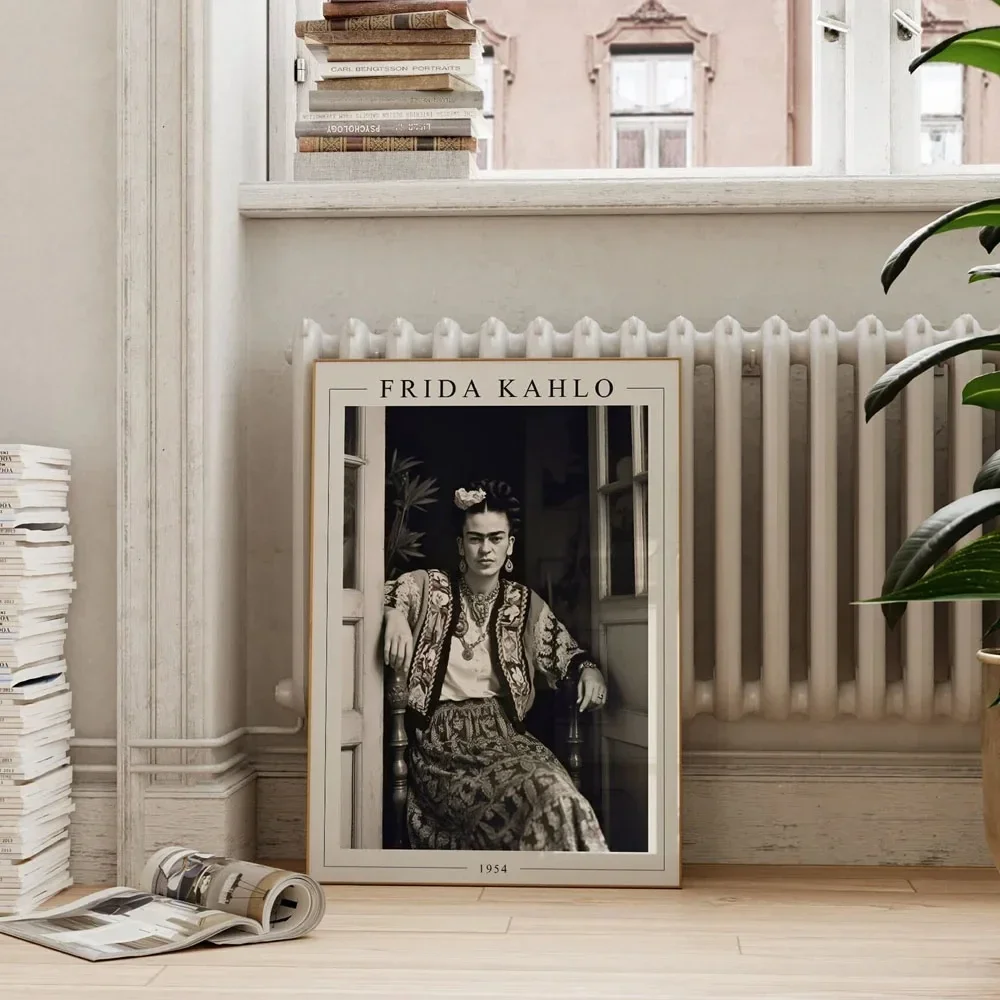 Plakat Frida Kahlo - portret czarno-biały Wzór 8