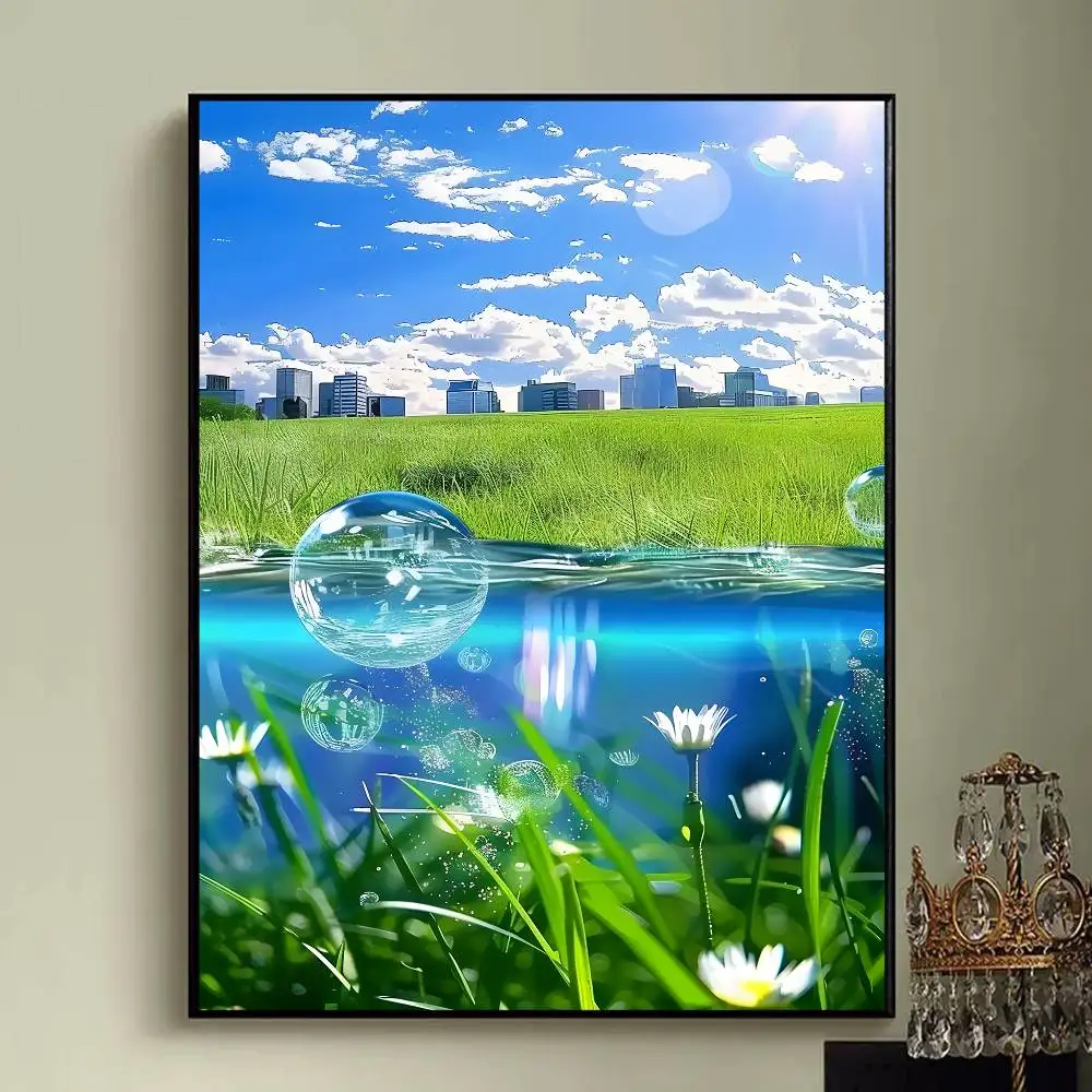 Plakat Frutiger Aero Aqua - nostalgiczna grafika Y2K Zielony