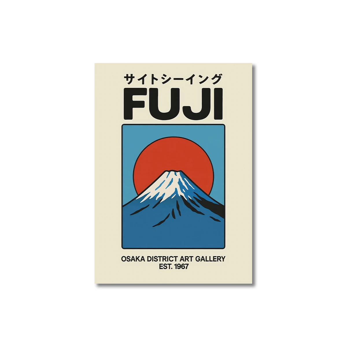Gora Fudzi i kwiat sliwy - plakat japonski Czerwony