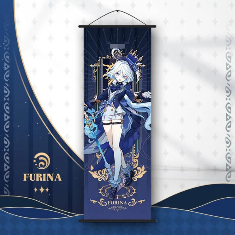 Genshin Impact - plakat na zwoju z postaciami Furina