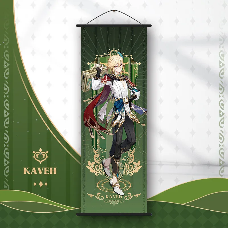 Genshin Impact - plakat na zwoju z postaciami Kaveh