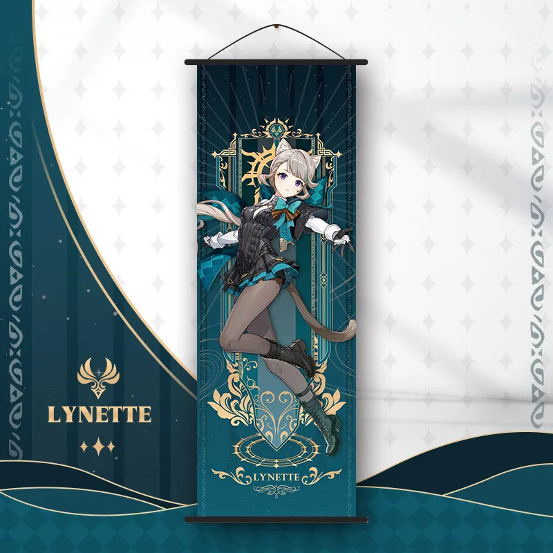 Genshin Impact - plakat na zwoju z postaciami Lynette