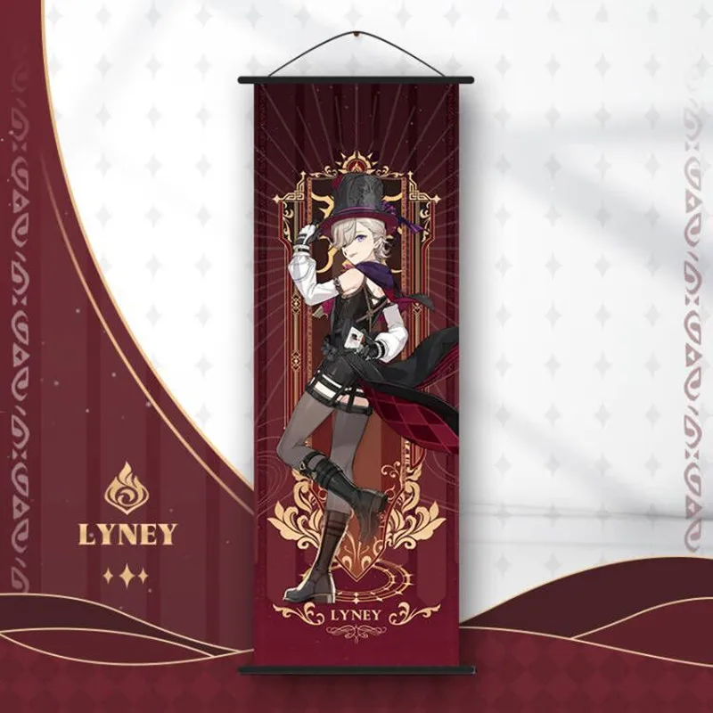 Genshin Impact - plakat na zwoju z postaciami Lyney