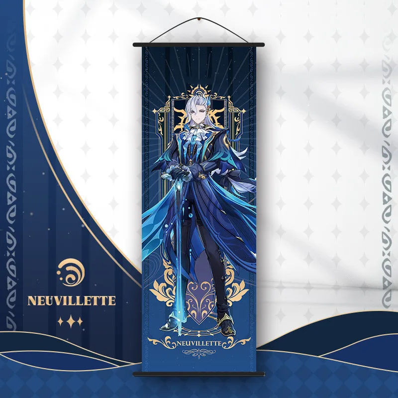 Genshin Impact - plakat na zwoju z postaciami Neuvillette