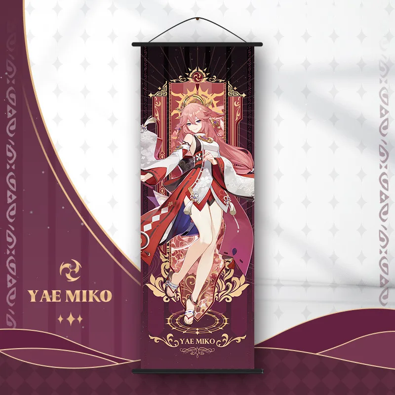 Genshin Impact – plakat na zwoju z postaciami Yae miko