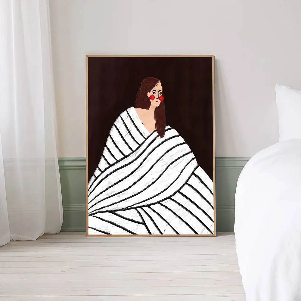 Plakat Geometryczna Linia Abstrakcyjna Sylwetka Biały