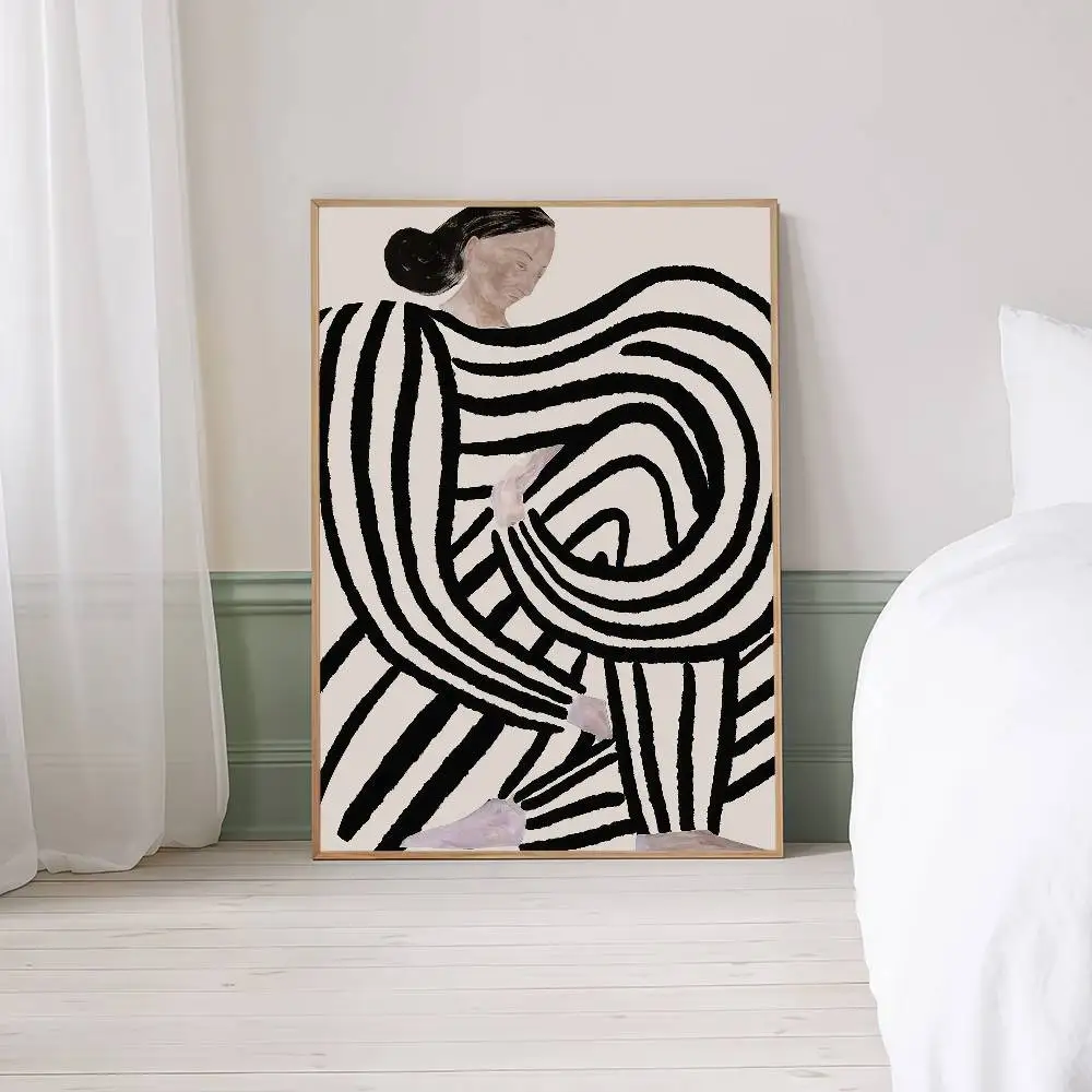 Plakat Geometryczna Linia Abstrakcyjna Sylwetka Zielony