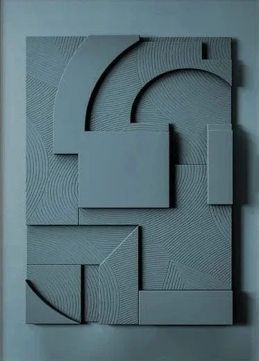 Plakat Geometryczny 3D Nordic Minimalizm Fioletowy