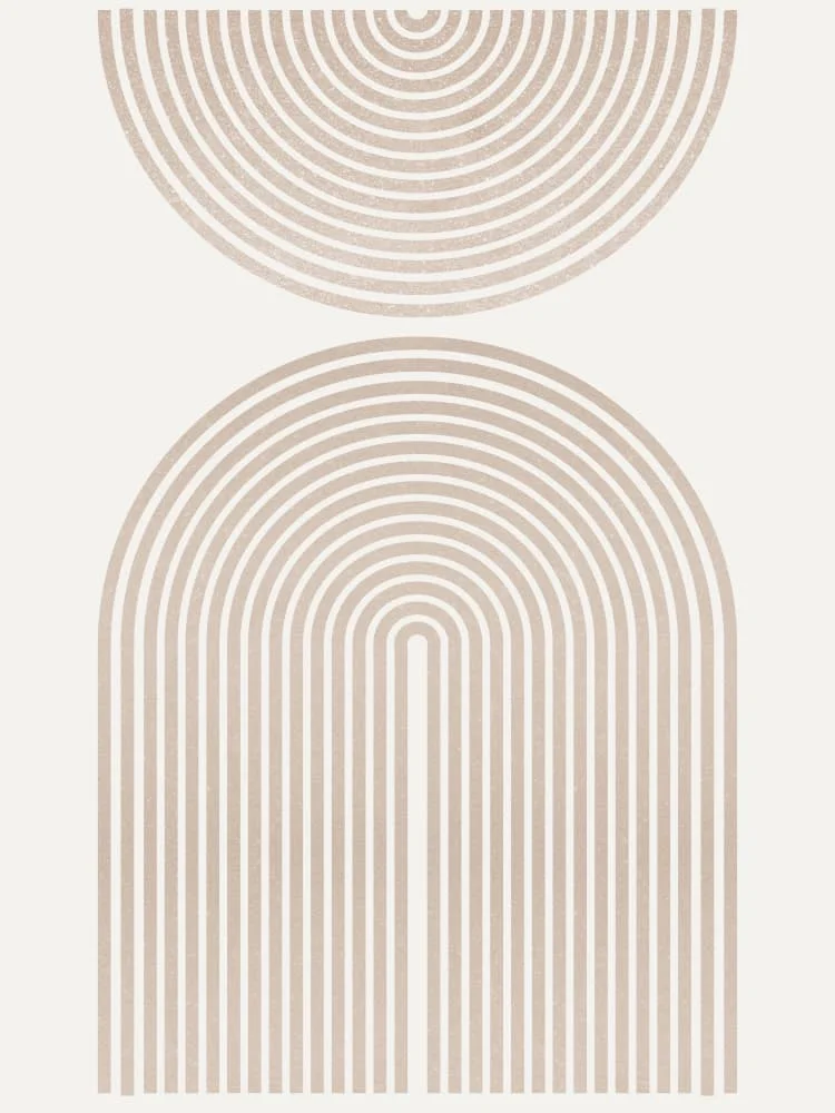 Geometryczny tryptyk abstrakcyjny w bezu żółty