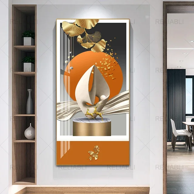 Plakat geometryczny abstrakcyjny w pomarańczu Wzór 5