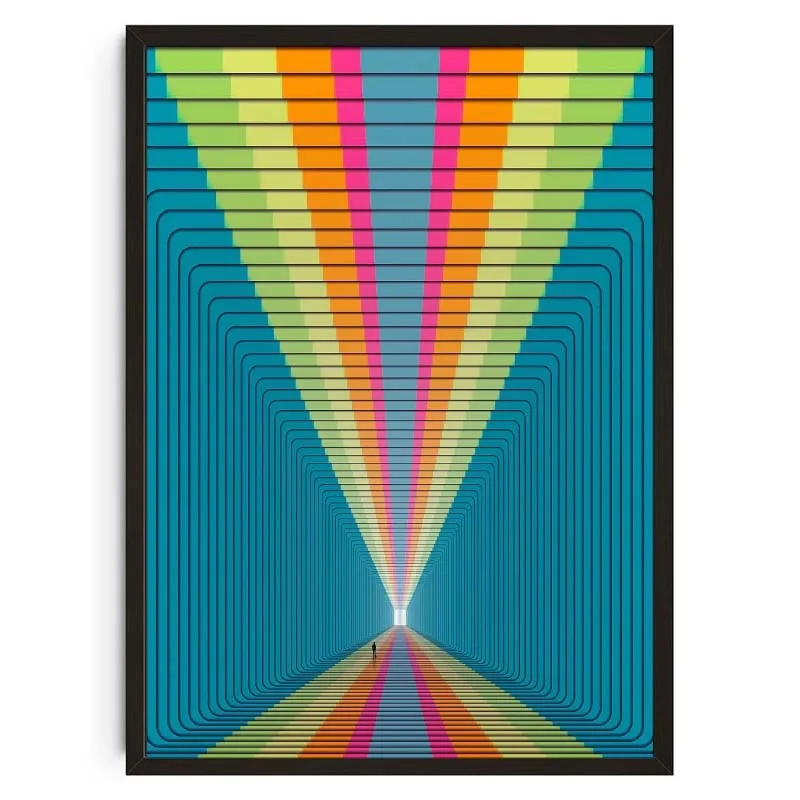 Geometryczna abstrakcja z zachodem ksiezyca Czarny