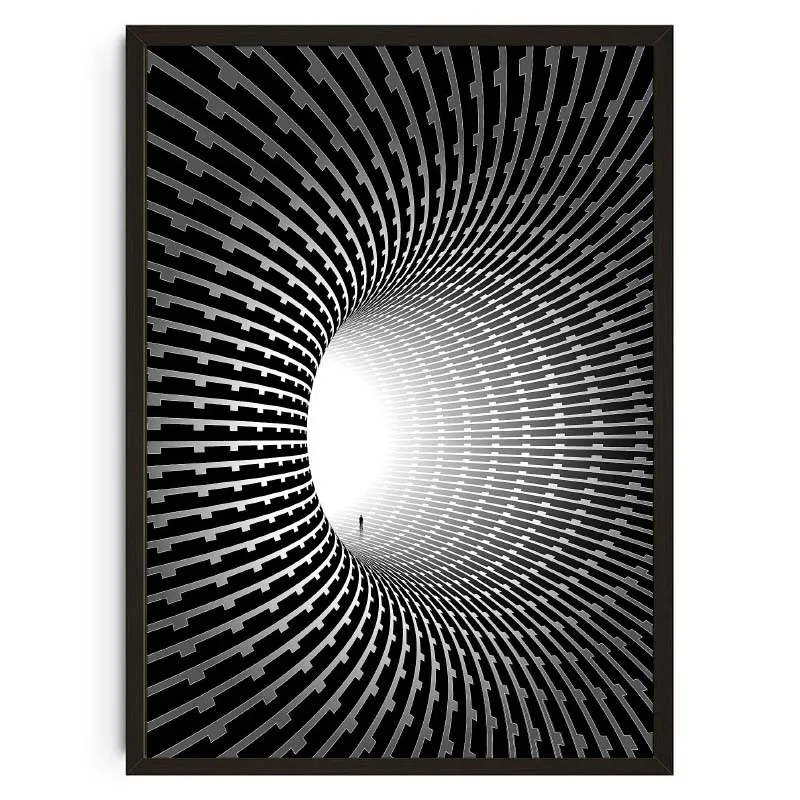 Geometryczna abstrakcja z zachodem ksiezyca Granatowy