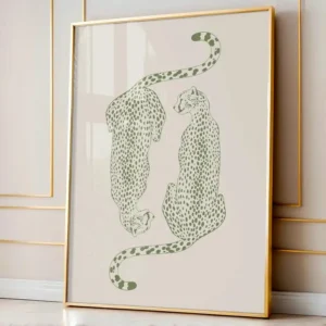 Plakat z gepardem - nowoczesna grafika sage green Wzór 1