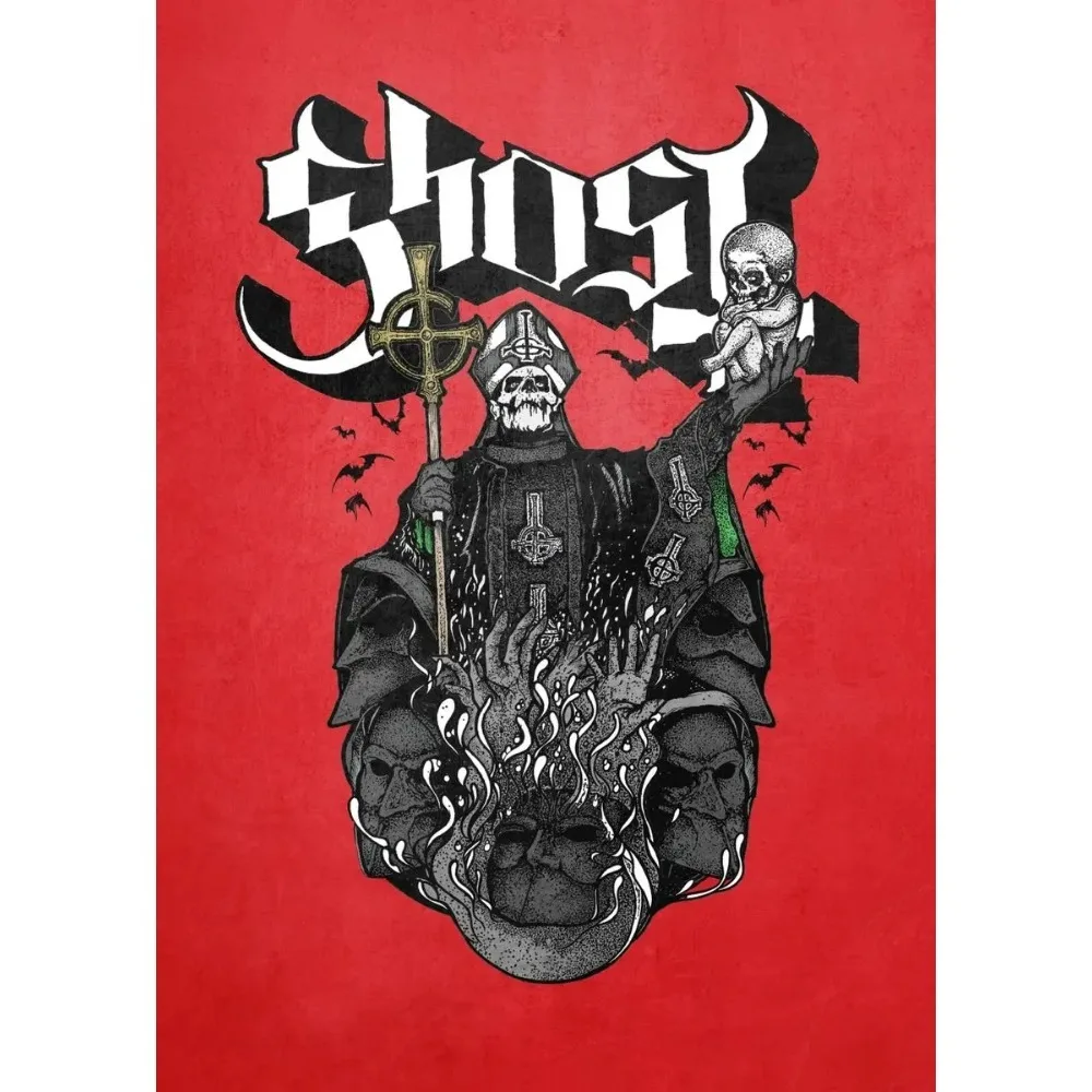 Plakat Ghost - mroczna abstrakcja metalowa Wzór 2