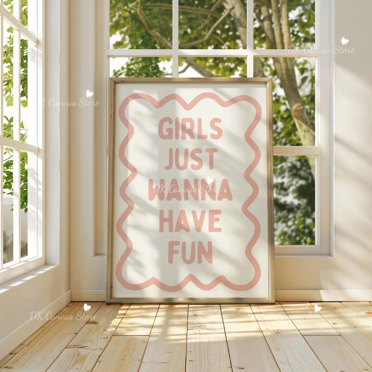 Plakat Girls Just Wanna Have Fun retro Fioletowy