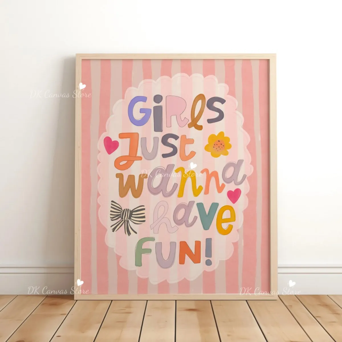 Plakat Girls Just Wanna Have Fun retro Granatowy