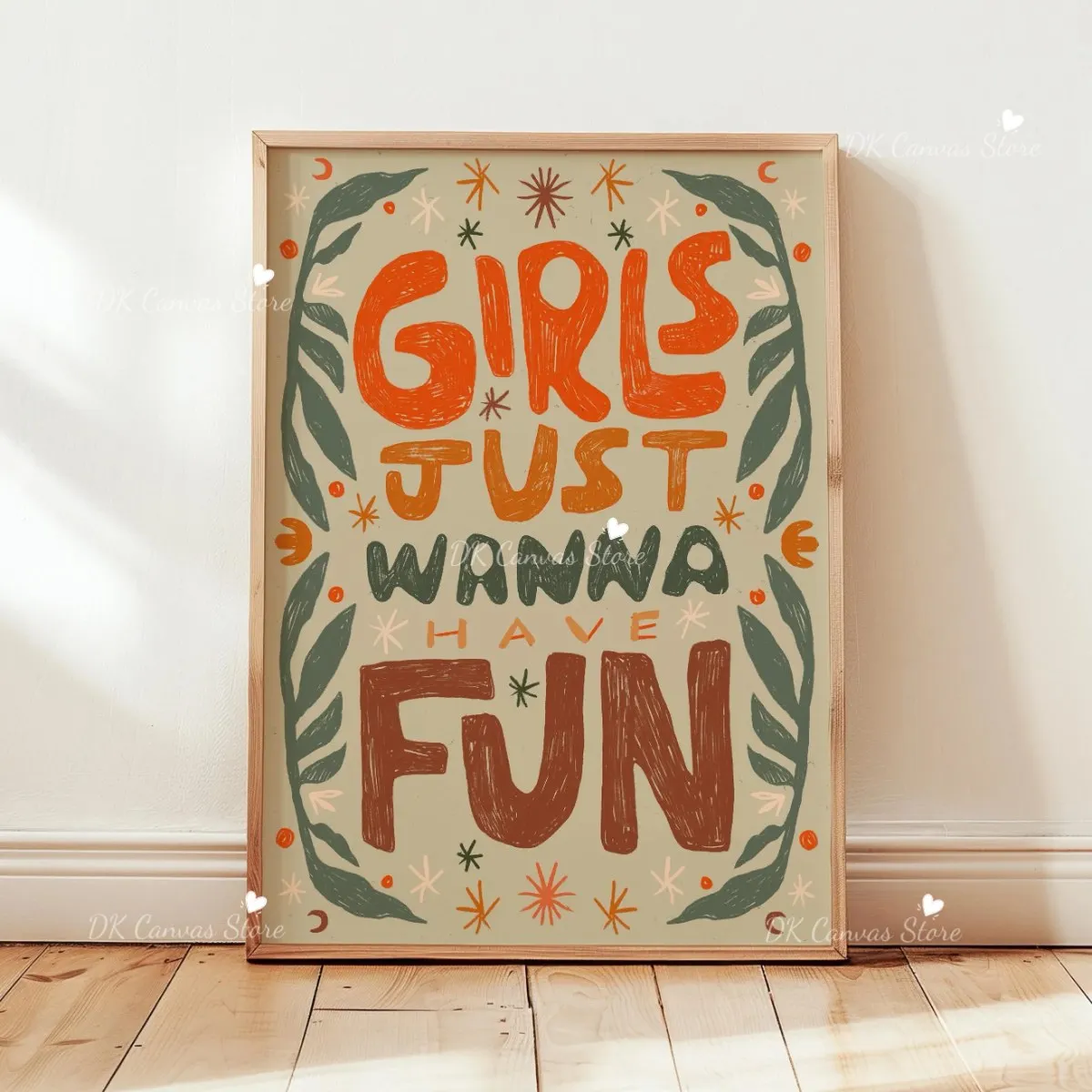 Plakat Girls Just Wanna Have Fun retro Jasnozielony