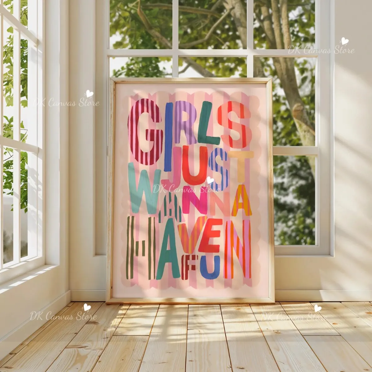 Plakat Girls Just Wanna Have Fun retro żółty
