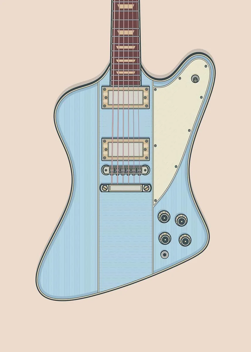 Plakat gitara Fender vintage - rockowa grafika Wzór 1