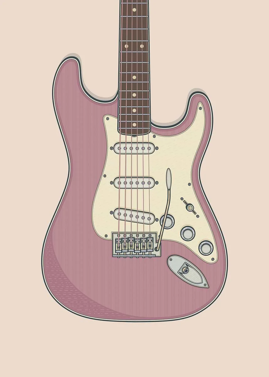 Plakat gitara Fender vintage – rockowa grafika Wzór 11