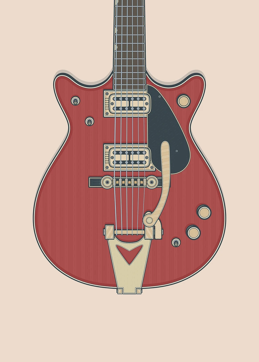 Plakat gitara Fender vintage – rockowa grafika Wzór 12