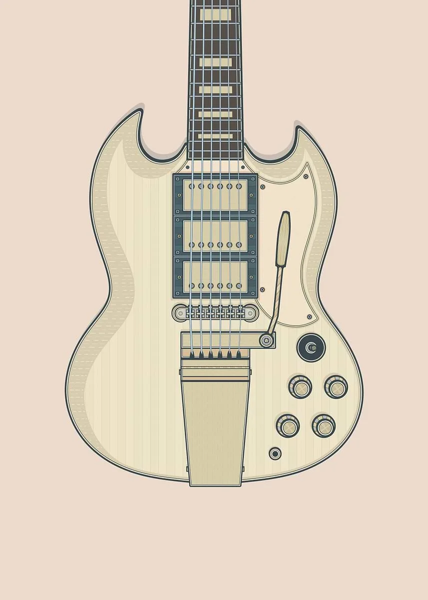 Plakat gitara Fender vintage - rockowa grafika Wzór 2