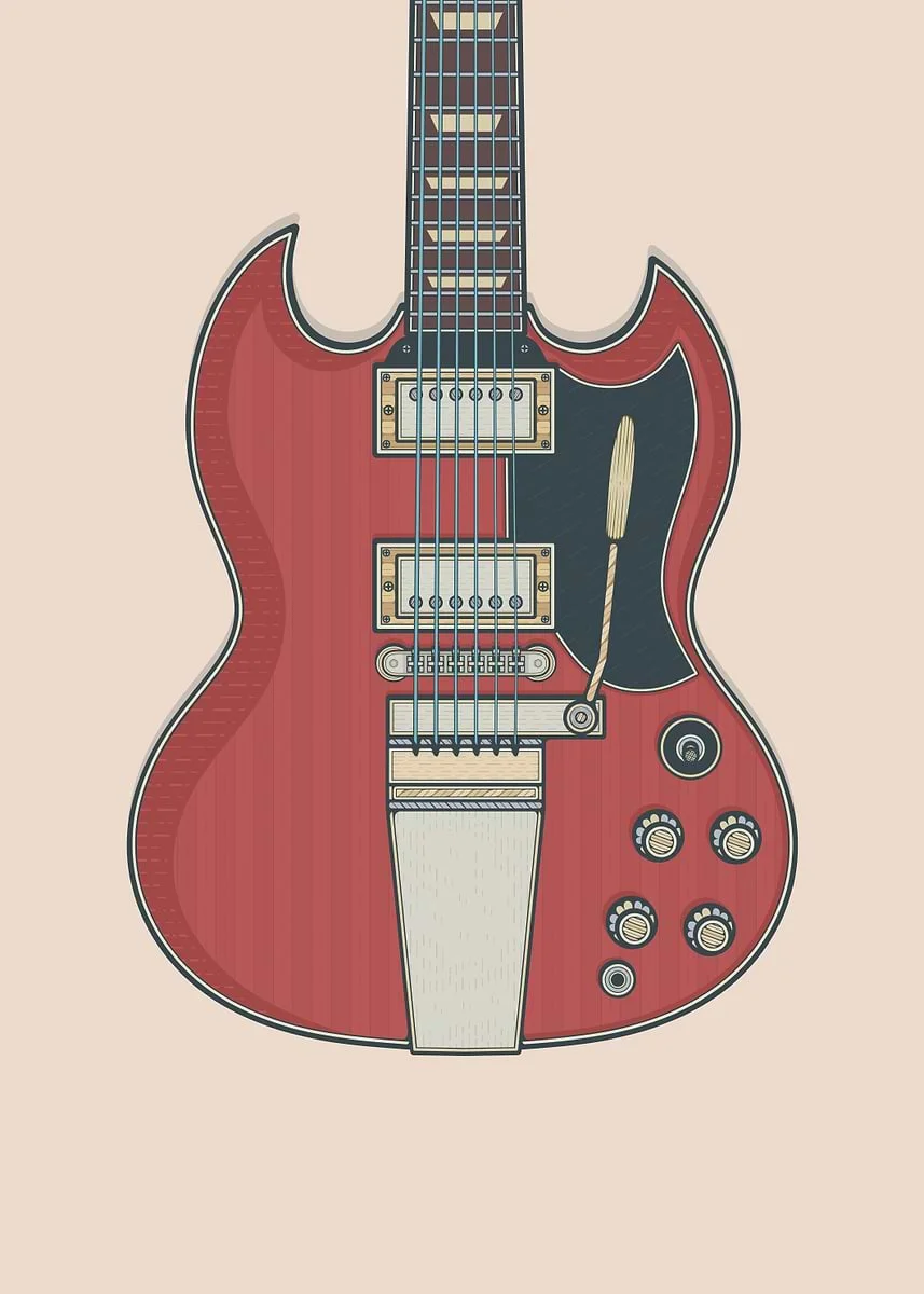 Plakat gitara Fender vintage – rockowa grafika Wzór 9