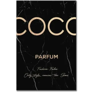 Plakat glamour z perfumami i lwem Biały