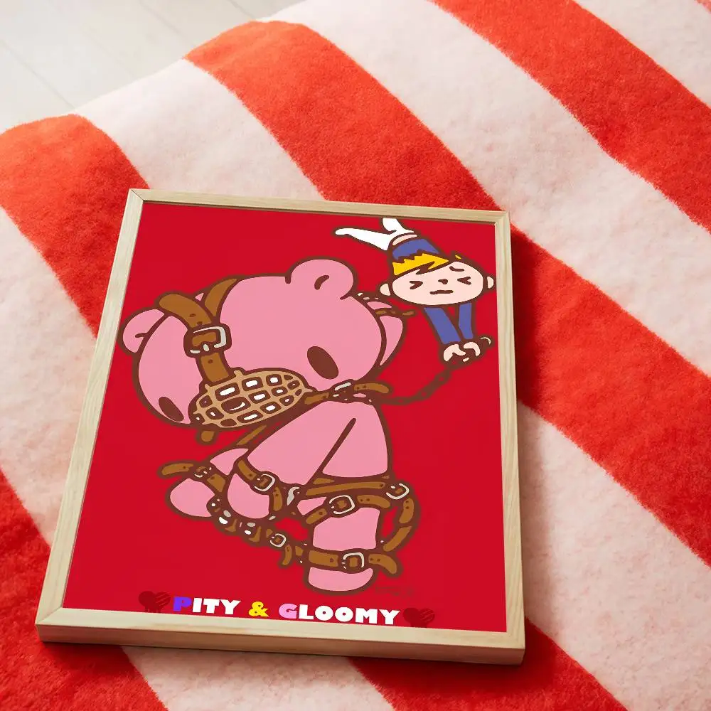 Plakat Gloomy Bear - kreskówkowa grafika vintage Biały