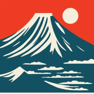Plakat góra Fuji w stylu vintage Burgundia