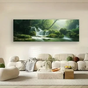 Mglisty górski las – panoramiczny plakat krajobraz Wzór 1
