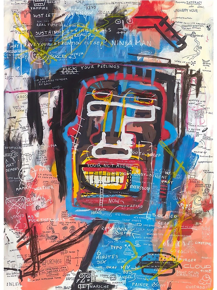 Graffiti w stylu Basquiat - abstrakcyjny plakat na płótnie Wzór 4