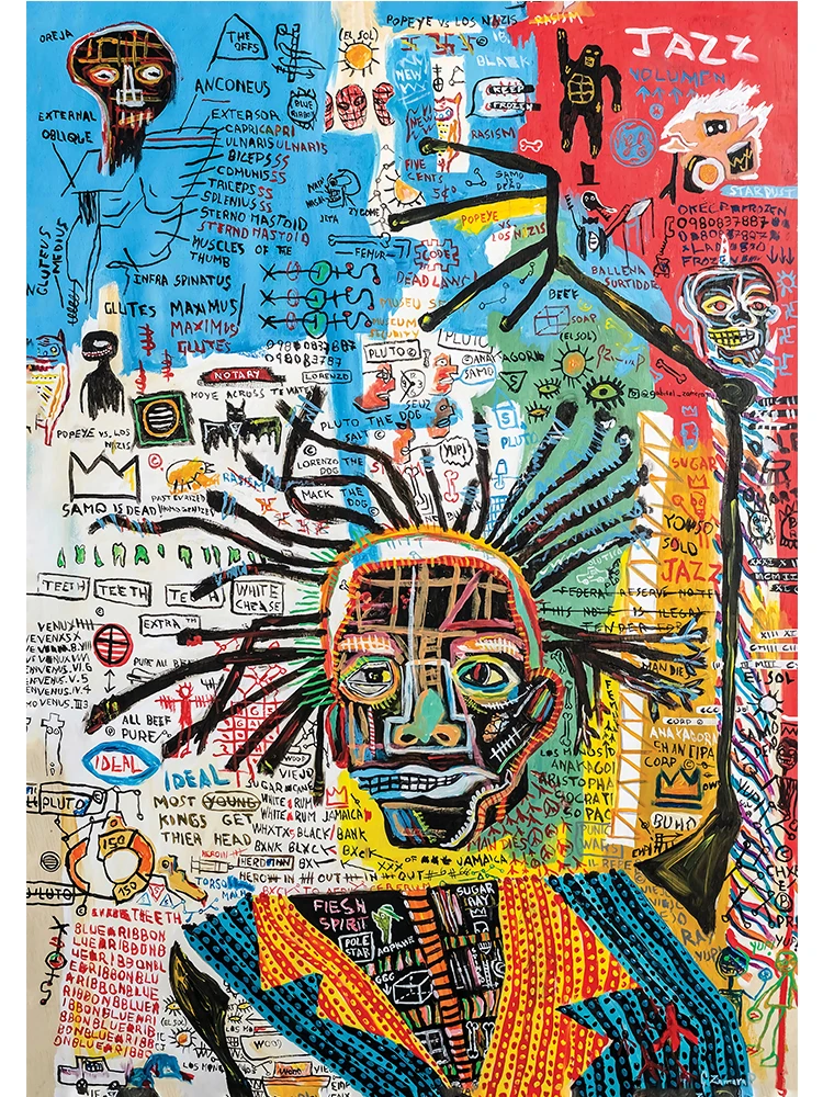 Graffiti w stylu Basquiat - abstrakcyjny plakat na płótnie Wzór 7