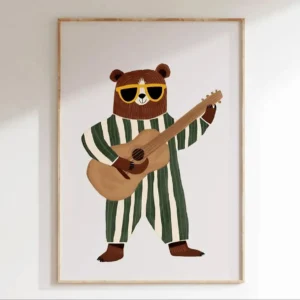Plakat gryf na gitarze retro Wzór 1
