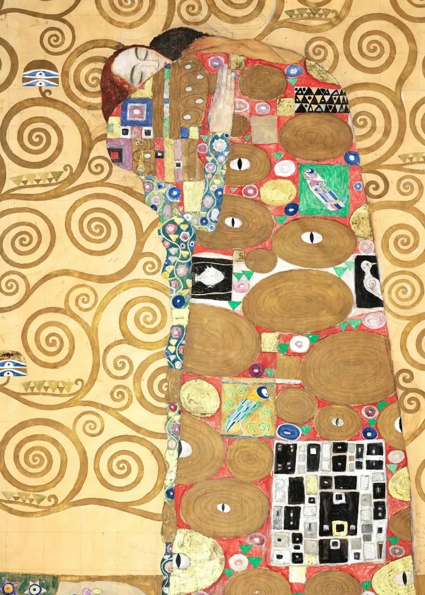 Plakat Gustav Klimt Pocałunek i Drzewo życia Czarny