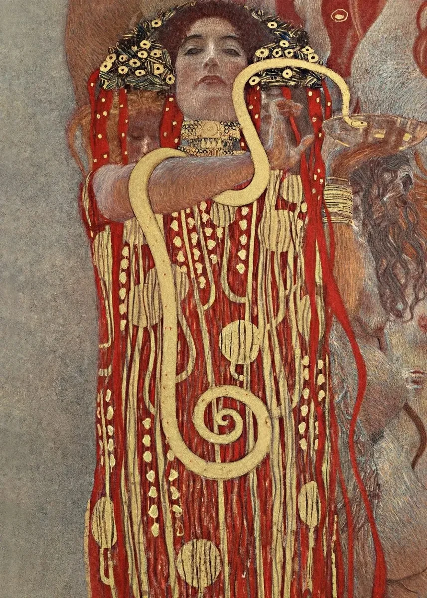 Plakat Gustav Klimt Pocałunek i Drzewo życia Jasnozielony